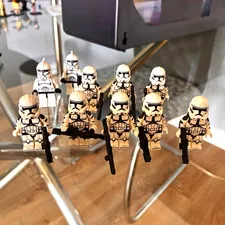 Custom LEGO Star Wars Clone Trooper and Commando Minifigure Lot w/ Blasters
