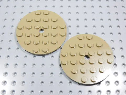 LEGO Lot of 2 Dark Tan Round 6x6 Plates BN
