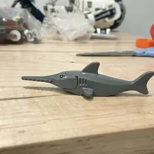 LEGO Gray Sawfish Shark Animal Figure Plastic, Animals Interest, 1 Piece