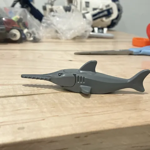 LEGO Gray Sawfish Shark Animal Figure Plastic, Animals Interest, 1 Piece
