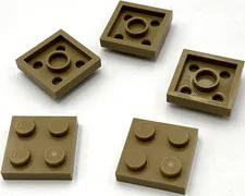 Lego 5 New Dark Tan Plates 2 x 2 Parts
