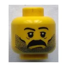 LEGO Minifigure, Head Moustache and Stubble Pattern, White Pupils inv.617