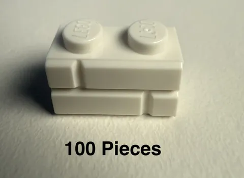 Lego 100  White Bricks Modified 1 x 2 Stud with Masonry Profile Pieces Parts
