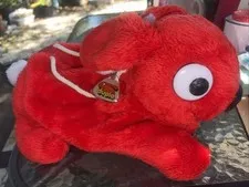 Vintage 1984 Lego Duplo Red Plush Rabbit Toy Carrier Bag Tote Keychain Tag Retro