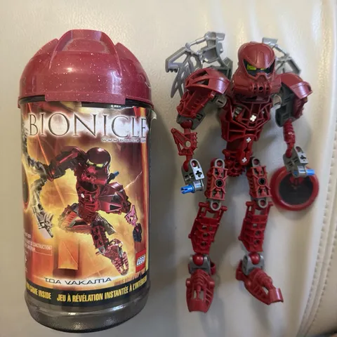 RARE GLITTER LID! LEGO Bionicle 8601 Toa Metru Vakama w/ Canister