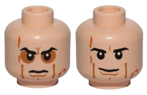 Lego Minifigure Head Anakin Skywalker Duel Sided Scars Angry Frown - 9526