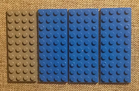 LEGO Parts 3030 (4 pcs) 4x10 Flat Plate 3 Blue 1 Gray