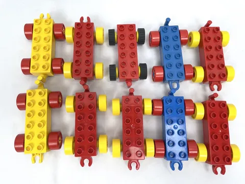 Lego Duplo 10 Train Car Base Pieces Blocks Red Blue Yellow 2312