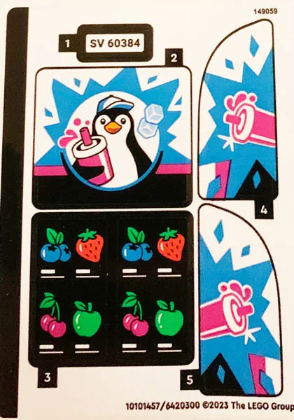 LEGO STICKER SHEET 60384 PENGUIN SLUSHY VAN New from set
