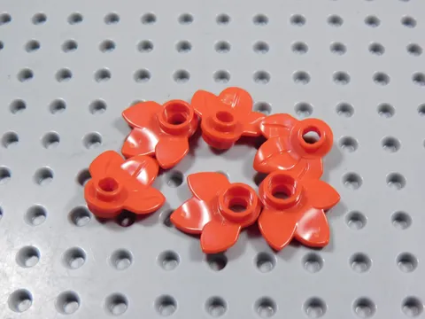 LEGO Lot of 6 Red Plant Plates w/ 3 Leaves Minifig BL