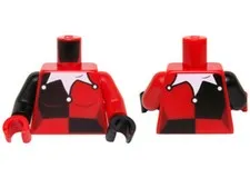 LEGO - Minifig Torso Female w/ Black Quarters Front & Back White Jester's Collar