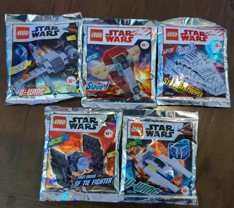 LEGO Star Wars Retired Foil Pack Bundle Sealed B-Wing Slave I TIE Fighter V-Wing