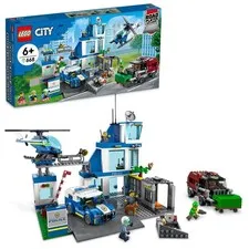 LEGO City Police Station with Van, Garbage Truck & Helicopter Toy Multicolor