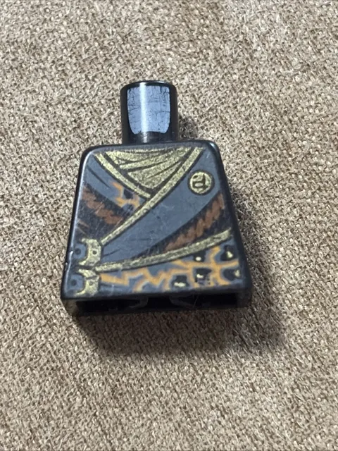LEGO Minifigure Torso Black Ninjago Robe Tunic Gold Scale Mail Armor Pattern