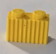 LEGO Parts - Yellow Brick 1 x 2 with Grille / Fluted Profile - No 2877