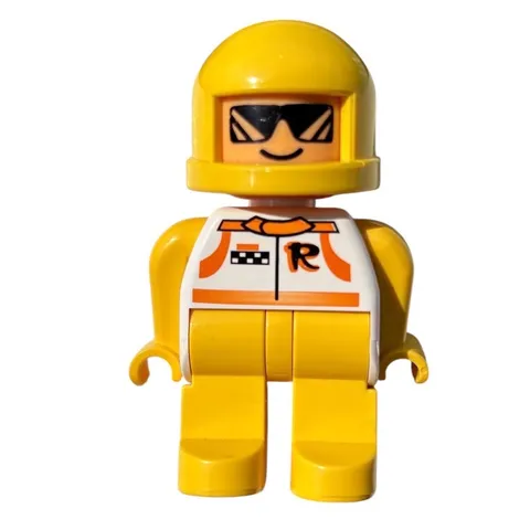 Lego Duplo Vintage 90s Race Car Driver Yellow Helmet Figure Town Community