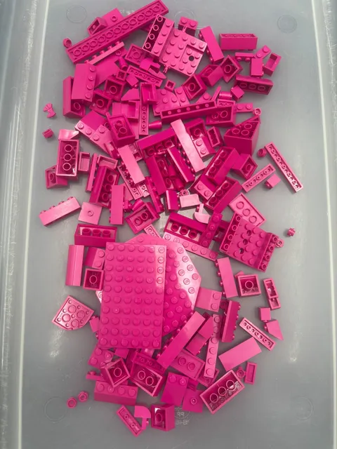 5.5 oz. Mixed Magenta Legos - standard blocks and unique pieces