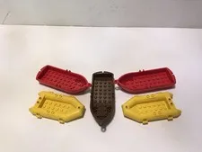 Lego Lot of 5 Yellow Dingy Rafts & Red & Brown Pirate Boats