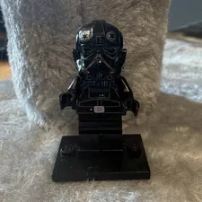 LEGO Star Wars TIE Fighter Pilot Minifigure Figure Black w/ Helmet Display Stand