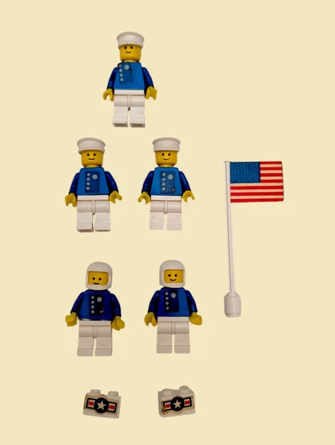 LEGO Vintage Minifigures COAST GUARD #575 Sticker Hat Helmet American Flag 8 Pc