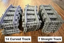 Lot Of 21 Lego City Train Tracks (14 Curved + 7 Straight)