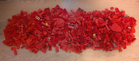 1.28 kg Bulk Red Colored LEGO Bricks (May contain random or Mega Bloks)