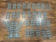 LEGO Train Track Lot of 33, 8 Straight, 18 Curved, 2 Switches, 5 Straight Rails