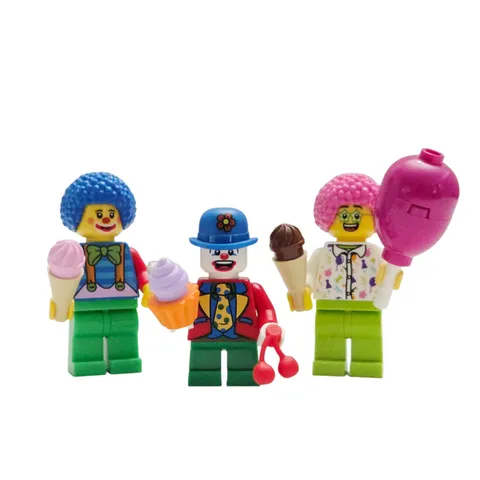 LEGO Circus Clown Minifigure Lot 3 Clowns Balloon Accessories Carnival Fair MOC