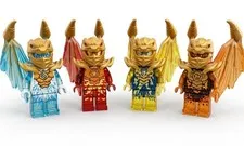 LEGO Minifigure NINJAGO Gold Golden Dragon Lot Set Kai Zane Jay