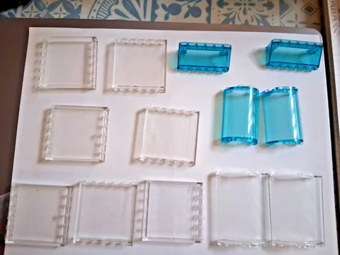Lego 13 Assorted Pieces Transparent Blue Clear Panels Windscreens  Window Parts