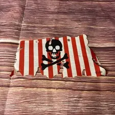 Vtg LEGO Tattered Cloth Sail Red Stripes Skull Crossbones 1996 Pirates