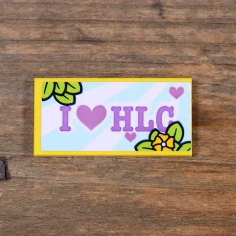 LEGO Friends Yellow Tile 2 x 4 'I HEART HLC' Flowers Leaves Pattern 87079pb1272