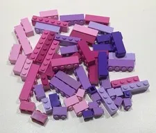 Lego Pink BRICKS BLOCKS ONLY 60pc Bulk Lot 1x8 1x6 1x4 1x3 1x2 1x1 Building
