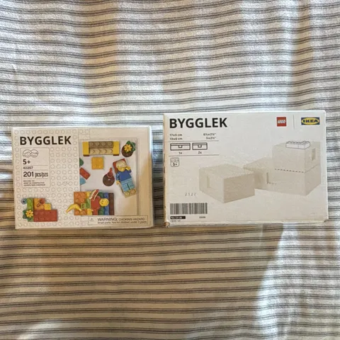 LEGO IKEA BYGGLEK White Stackable Storage Box Set of 3, and People Set 17x13x6cm