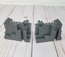 LEGO 6082 Dark Gray Rock Wall Panel 4x10x6 Rectangular BURP "Lot Of 2"