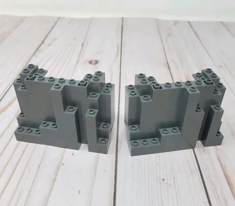 LEGO 6082 Dark Gray Rock Wall Panel 4x10x6 Rectangular BURP "Lot Of 2"