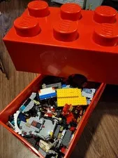 LEGO Large Stackable Storage Brick • 8 Knobs • Red • Full of Legos 