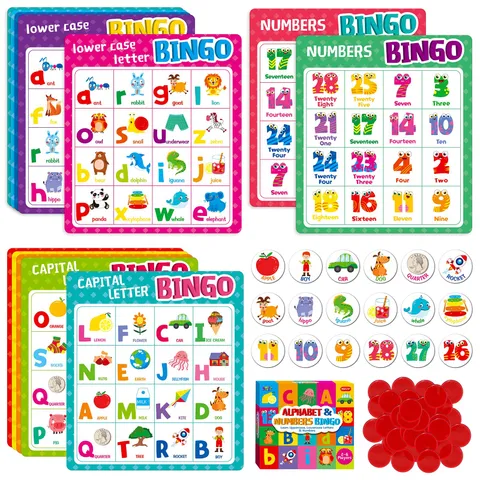 AlphabetBingo Game Uppercase Letters/Lowercase Letters/NumbersBingo for Nursery...