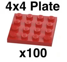 Genuine LEGO Red 4x4 Plate x100 New