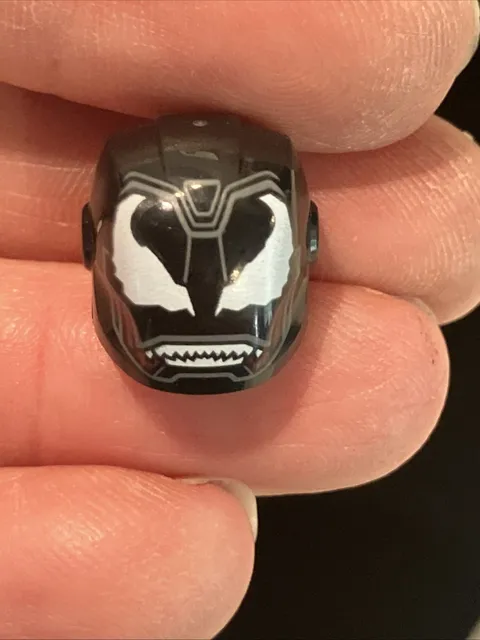LEGO - Minifig, Helmet - Black Faceplate, White Alien Eyes & Sharp Teeth Pattern