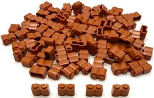 Lego 100 New Dark Orange Bricks Modified 1 x 2 with Log Profile Pieces