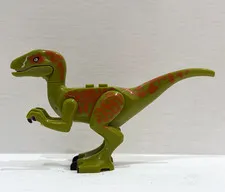 LEGO Velociraptor - Small Figure, Green w/ Orange Pattern