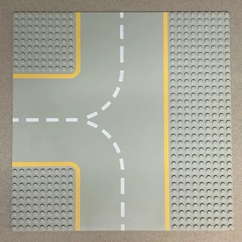 LEGO Vtg Baseplate Space T Intersection Gray 32 X 32 Yellow Line Road Junction
