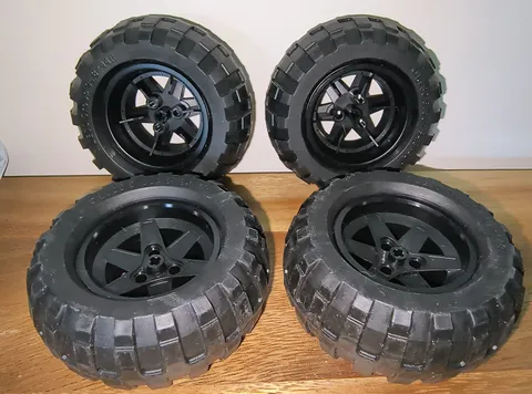 LEGO Technic 56mm D. x 34mm Black Wheel, 94.8 x 44 R Bubble Tire, Lot Of 4
