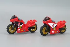 LEGO #4 #5 Motorcycle Racing Dirt Bike red gold rims for minifigures 60084