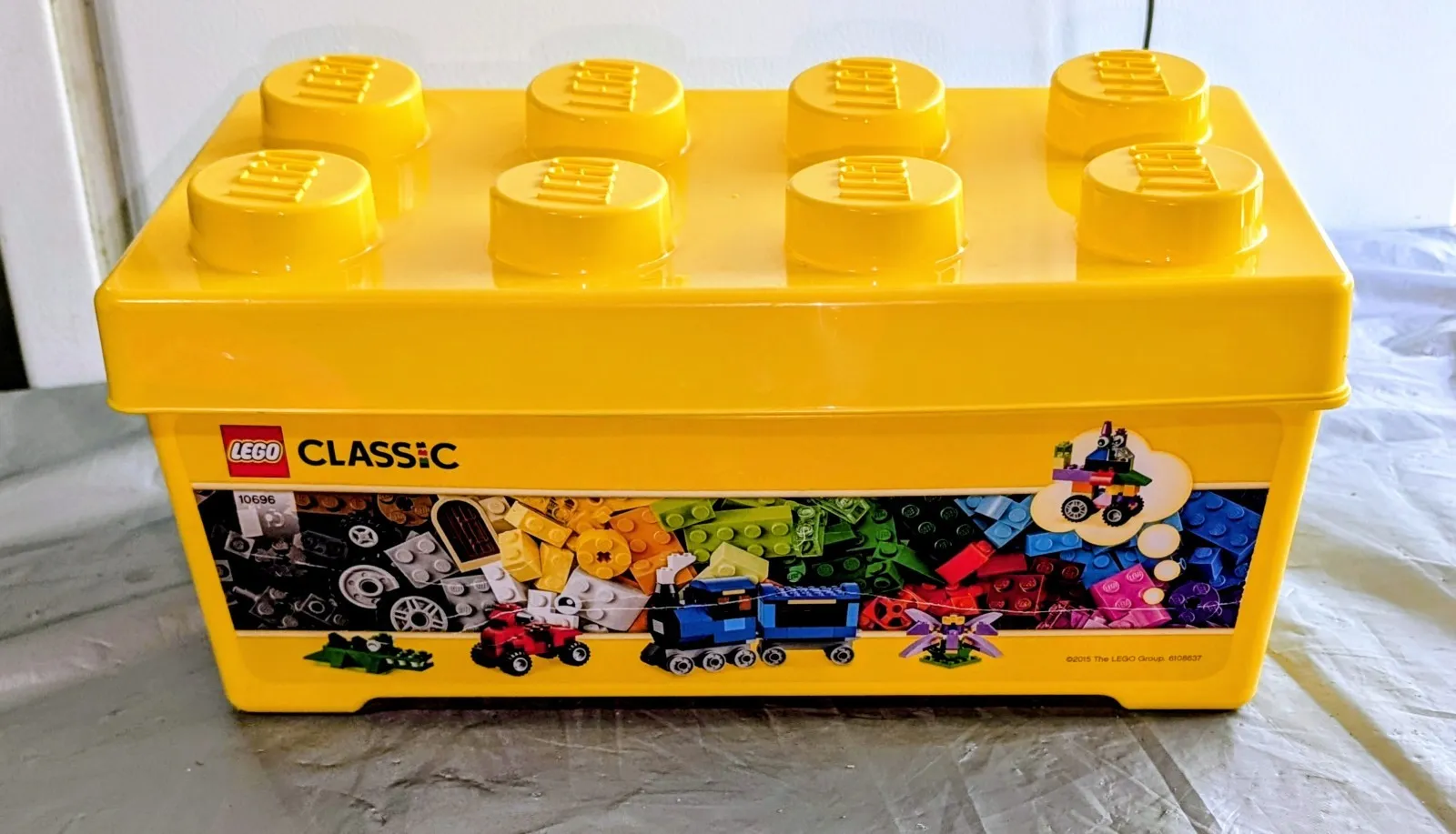 Empty lego classic medium creative brick box 10696 Plastic Bin Yellow Storage 