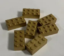 7 Quite Rare Official 2x4 Lego Gold Bricks