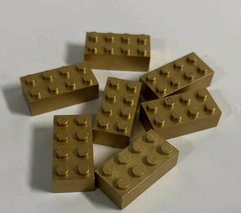 7 Quite Rare Official 2x4 Lego Gold Bricks