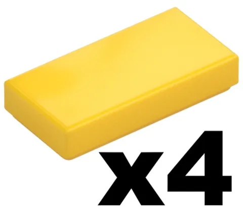 Lego 4 New Tile Yellow Mosaic Pieces 1 x 2 Stud Plain Part 3069b YL03