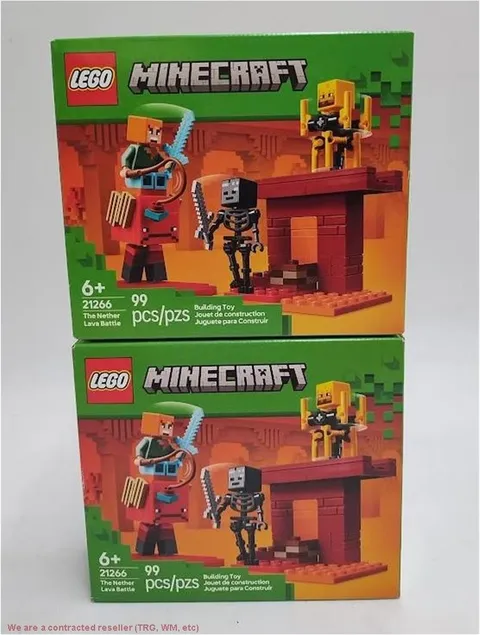 LOT OF 2 !! LEGO Minecraft The Nether Lava Battle Toy Figures 21266